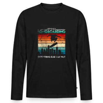 Retro Longboarder Longboard - Männer Premium Bio Langarmshirt - Schwarz - Vorne - Nico (187cm)