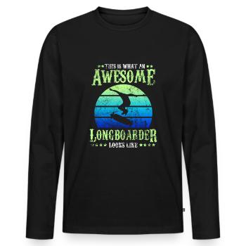 Longboard Skateboard - Männer Premium Bio Langarmshirt - Schwarz - Vorne - Nico (187cm)