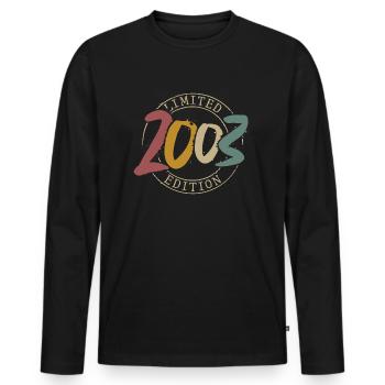 Né en 2003 18 ans Majeure - T-shirt manches longues Premium bio Homme - noir - Devant - Nico (187cm)