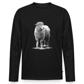 Schaf Illustration Schafbock - Männer Premium Bio Langarmshirt - Schwarz - Vorne - Nico (187cm)