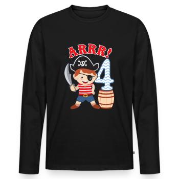 4th birthday little pirate 4 years old pirates - Men's Premium Organic Long Sleeve Shirt - black - Front - Nico (187cm)