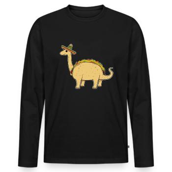 Tacosaurus Taco Dinosaure Drôle WordPlay Enfant - T-shirt manches longues Premium bio Homme - noir - Devant - Nico (187cm)