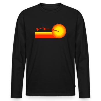 Darts Retro Sunset Dartpfeile - Men's Premium Organic Long Sleeve Shirt - black - Front - Nico (187cm)