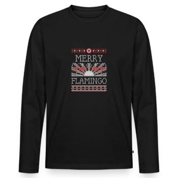 Merry Flamingo Weihnachten - Männer Premium Bio Langarmshirt - Schwarz - Vorne - Nico (187cm)