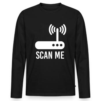 Accès Internet sans fil - T-shirt manches longues Premium bio Homme - noir - Devant - Nico (187cm)