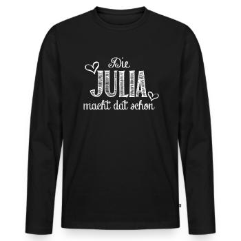 Julia - Männer Premium Bio Langarmshirt - Schwarz - Vorne - Nico (187cm)