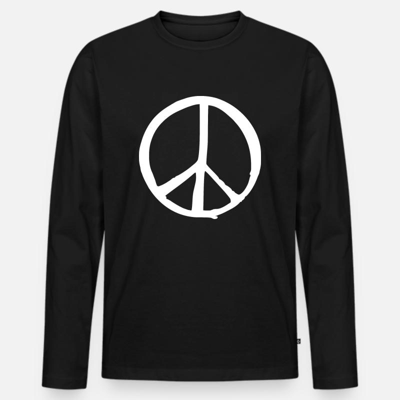 Peacezeichen - Männer Premium Bio Langarmshirt - Schwarz