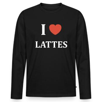 i love Lattes - T-shirt manches longues Premium bio Homme - noir - Devant - Nico (187cm)