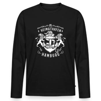 Hamburg -Heimathafen Hamburg Hamburger Geschenk - Männer Premium Bio Langarmshirt - Schwarz - Vorne - Nico (187cm)