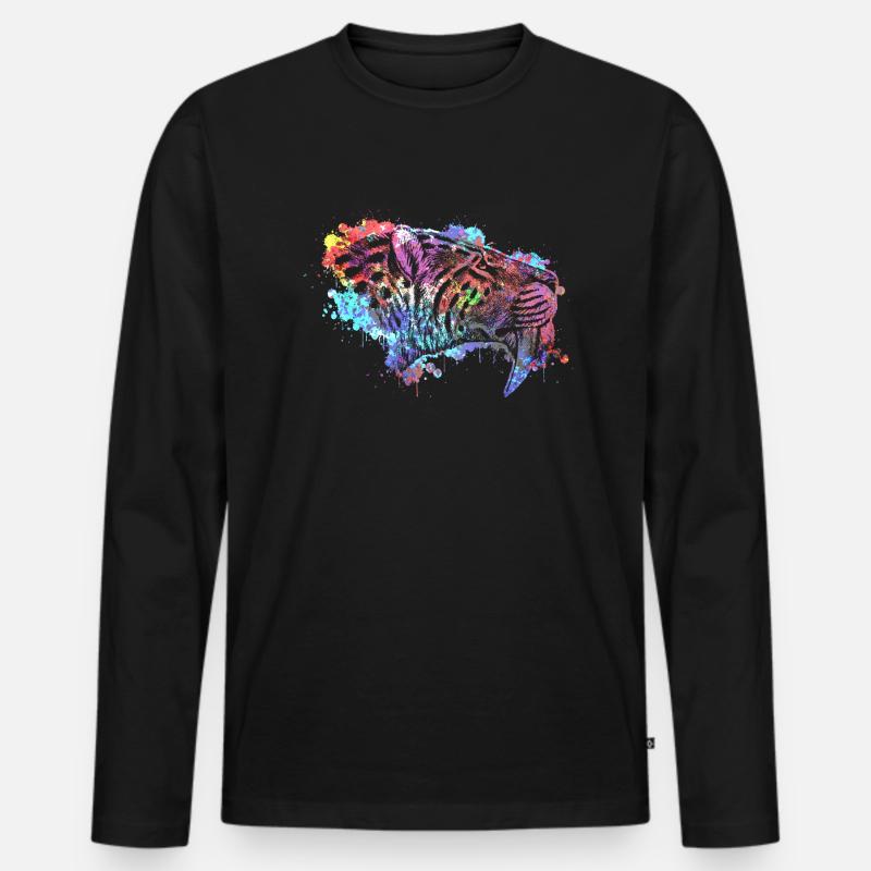Säbelzahntiger - Männer Premium Bio Langarmshirt - Schwarz