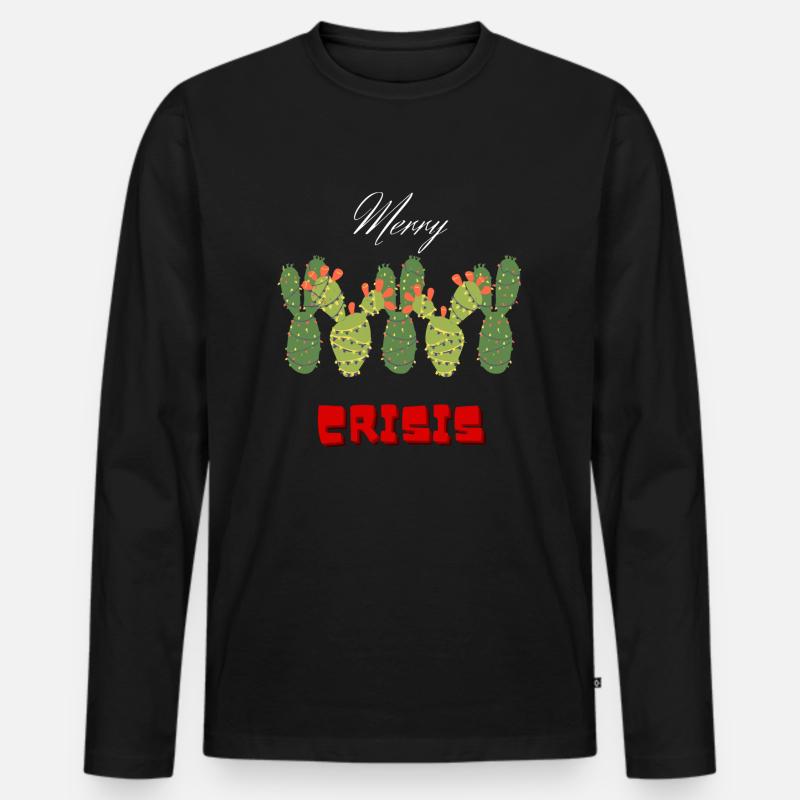 Merry Crisis - Männer Premium Bio Langarmshirt - Schwarz