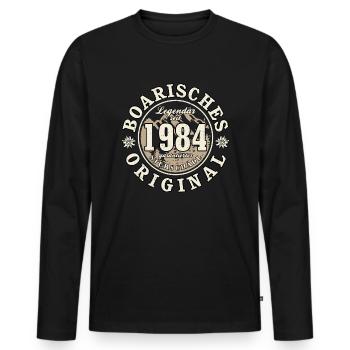 40. Geburtstag 2024 Boarisches Original Geschenk - Männer Premium Bio Langarmshirt - Schwarz - Vorne - Nico (187cm)