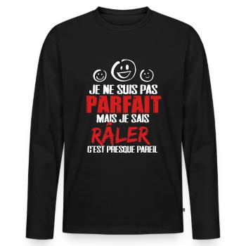 Râler cadeau drôle râleur cadeau drôle homme - T-shirt manches longues Premium bio Homme - noir - Devant - Nico (187cm)