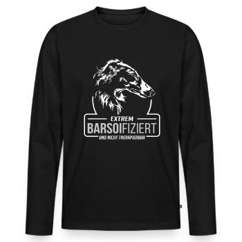 BARSOIFIZIERT Barsoi Hundespruch Hunde Wilsigns - Männer Premium Bio Langarmshirt - Schwarz - Vorne - Nico (187cm)