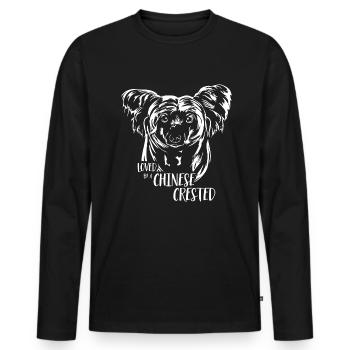 Chien à crête chinoise disant chiens disant chiens - T-shirt manches longues Premium bio Homme - noir - Devant - Nico (187cm)