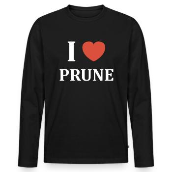 i love Prune - T-shirt manches longues Premium bio Homme - noir - Devant - Nico (187cm)