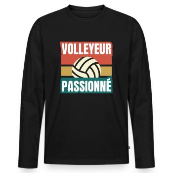 volleyeur passionné - T-shirt manches longues Premium bio Homme - noir - Devant - Nico (187cm)