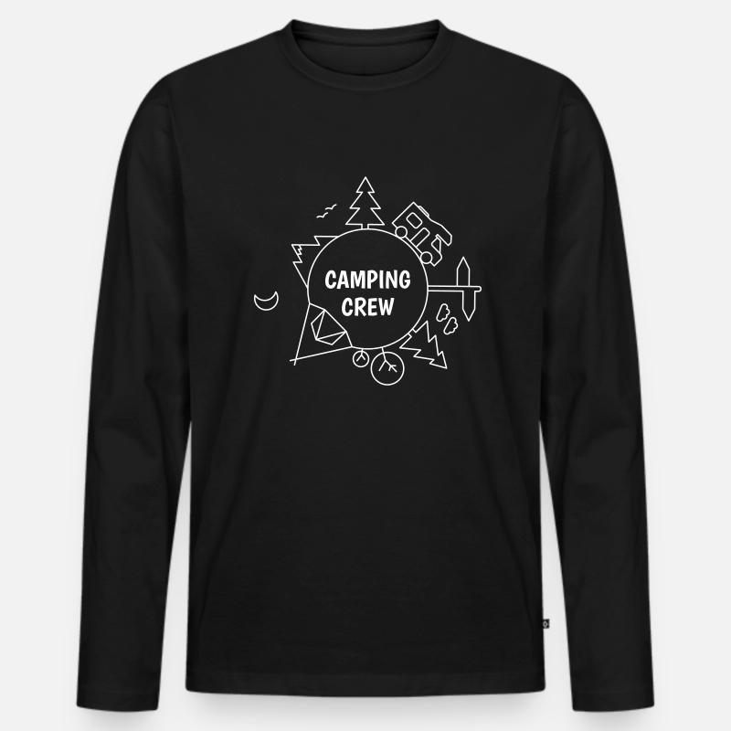 Camping Crew - Männer Premium Bio Langarmshirt - Schwarz