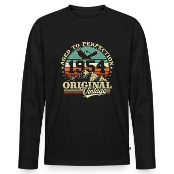 Original 1954 Vintage Vintage Retro Birthday - Men's Premium Organic Long Sleeve Shirt - black - Front - Nico (187cm)