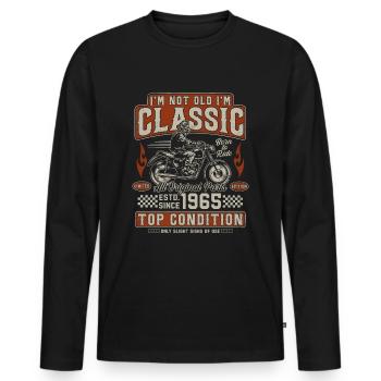 Klassiker 1965 Jahrgang Vintage Retro Motorrad - Männer Premium Bio Langarmshirt - Schwarz - Vorne - Nico (187cm)