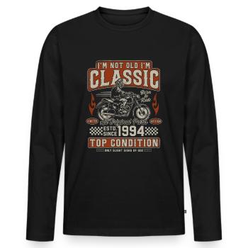 Klassiker 1994 Jahrgang Vintage Retro Motorrad - Männer Premium Bio Langarmshirt - Schwarz - Vorne - Nico (187cm)