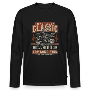 Klassiker 2010 Jahrgang Vintage Retro Motorrad - Männer Premium Bio Langarmshirt - Schwarz - Vorne - Nico (187cm)