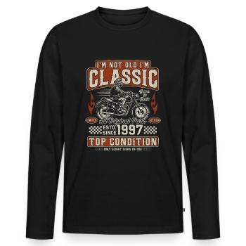 Klassiker 1997 Jahrgang Vintage Retro Motorrad - Männer Premium Bio Langarmshirt - Schwarz - Vorne - Nico (187cm)