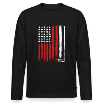 Amerikanische Flagge Golf Golfer Lustiger Golf Club Golfen - Männer Premium Bio Langarmshirt - Schwarz - Vorne - Nico (187cm)