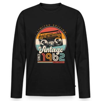 anniversaire 60 ans rétro since 1962 cadeau 60 ans - T-shirt manches longues Premium bio Homme - noir - Devant - Nico (187cm)