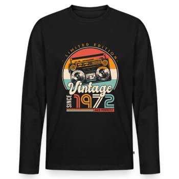 Birthday 51 years retro since 1972 gift - Men's Premium Organic Long Sleeve Shirt - black - Front - Nico (187cm)