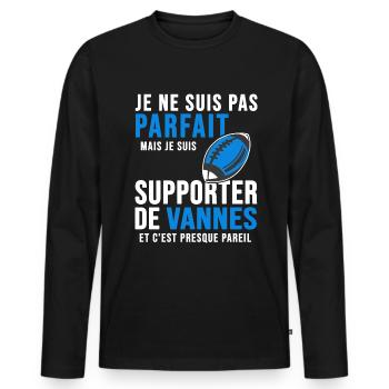 supporter rugby stade Vannes club humour rugby RCV - T-shirt manches longues Premium bio Homme - noir - Devant - Nico (187cm)