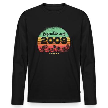 14 Jahre Legendär Seit 2009 14. Geburtstag - Männer Premium Bio Langarmshirt - Schwarz - Vorne - Nico (187cm)