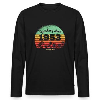 70 Years Old Legendary Since 1953 70th Birthday - Men's Premium Organic Long Sleeve Shirt - black - Front - Nico (187cm)