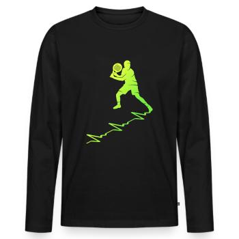 Padel Tennis Player Heart Line Padel Padel Player - Men's Premium Organic Long Sleeve Shirt - black - Front - Nico (187cm)