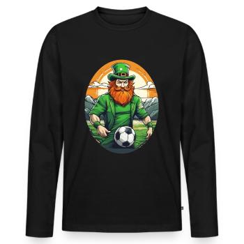 St. Patrick's Day Kleeblatt Fußball - Männer Premium Bio Langarmshirt - Schwarz - Vorne - Nico (187cm)