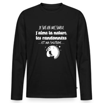 Cadeau homme randonnées nature sport humour - T-shirt manches longues Premium bio Homme - noir - Devant - Nico (187cm)
