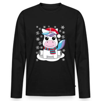 Unicorn Christmas gift Christmas present - Men's Premium Organic Long Sleeve Shirt - black - Front - Nico (187cm)