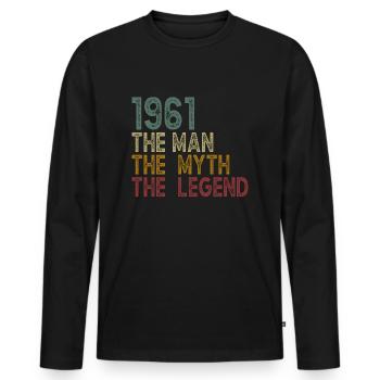 Born in 1961 legend birthday gift - Men's Premium Organic Long Sleeve Shirt - black - Front - Nico (187cm)