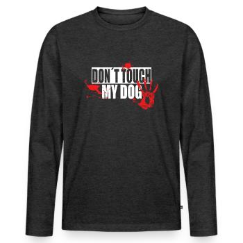 Don t Touch my Dog Motif - Men's Premium Organic Long Sleeve Shirt - heather anthracite - Front - Nico (187cm)