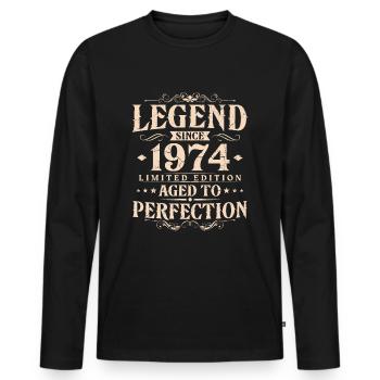Légende depuis 1974 Vintage Born Anniversaire - T-shirt manches longues Premium bio Homme - noir - Devant - Nico (187cm)