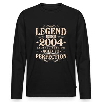 Légende depuis 2004 Vintage Born Anniversaire - T-shirt manches longues Premium bio Homme - noir - Devant - Nico (187cm)
