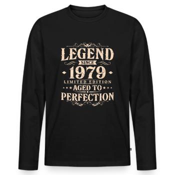 Légende depuis 1979 Vintage Born Anniversaire - T-shirt manches longues Premium bio Homme - noir - Devant - Nico (187cm)
