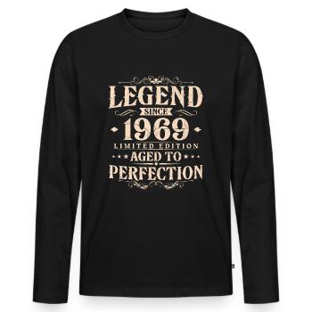 Légende depuis 1969 Vintage Born Anniversaire - T-shirt manches longues Premium bio Homme - noir - Devant - Nico (187cm)