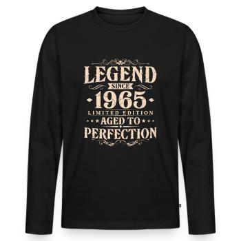 Légende depuis 1965 Vintage Born Anniversaire - T-shirt manches longues Premium bio Homme - noir - Devant - Nico (187cm)