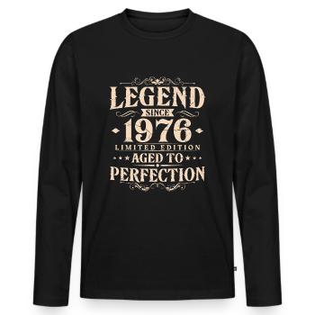 Légende depuis 1976 Vintage Born Anniversaire - T-shirt manches longues Premium bio Homme - noir - Devant - Nico (187cm)