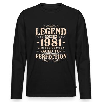 Légende 1981 Vintage Born Vintage Anniversaire - T-shirt manches longues Premium bio Homme - noir - Devant - Nico (187cm)