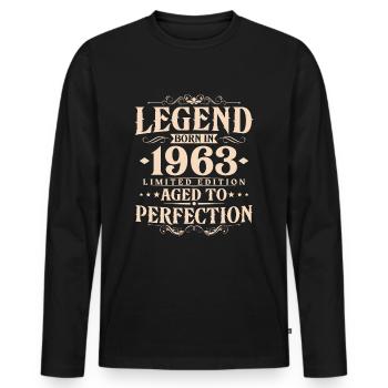 Légende 1963 Vintage Born Vintage Anniversaire - T-shirt manches longues Premium bio Homme - noir - Devant - Nico (187cm)