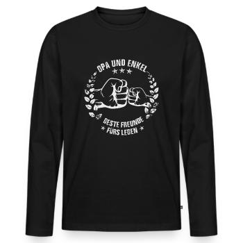 Opa und Enkel - Männer Premium Bio Langarmshirt - Schwarz - Vorne - Nico (187cm)