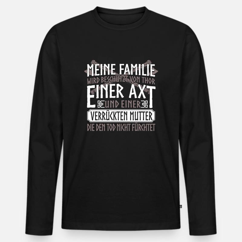 Verrückte Mutter - Männer Premium Bio Langarmshirt - Schwarz