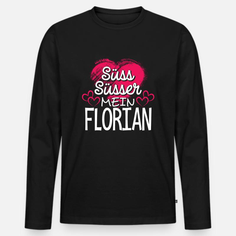 FLORIAN - süss - Männer Premium Bio Langarmshirt - Schwarz